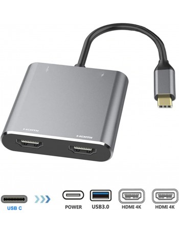 ADAPT TYPE-C / 2 HDMI+USB3.0+TYPE-C